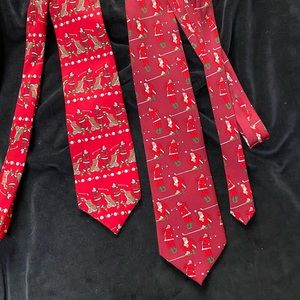 Two Golfing Santa Holiday Ties